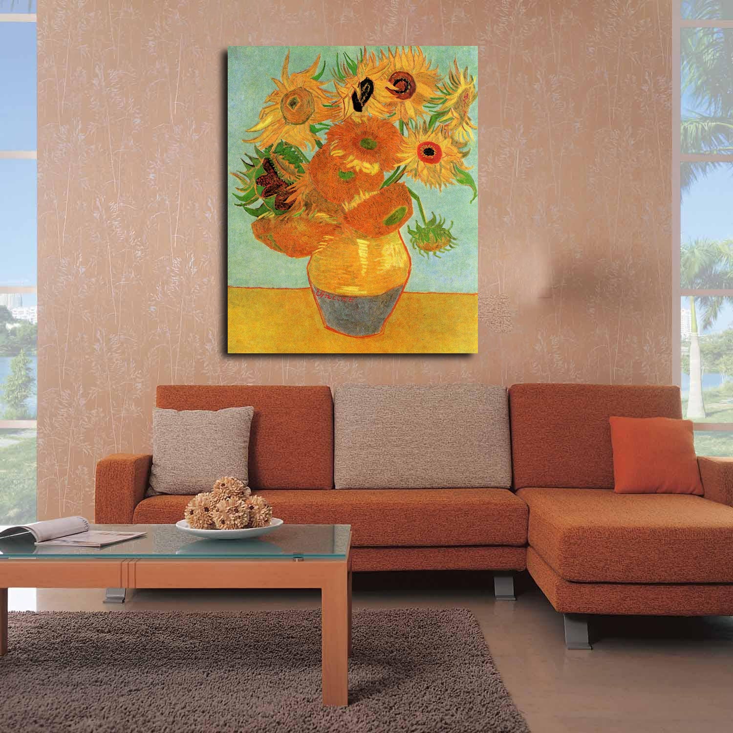 Still Life Vase with Twelve Sunflowers Canvas Art
