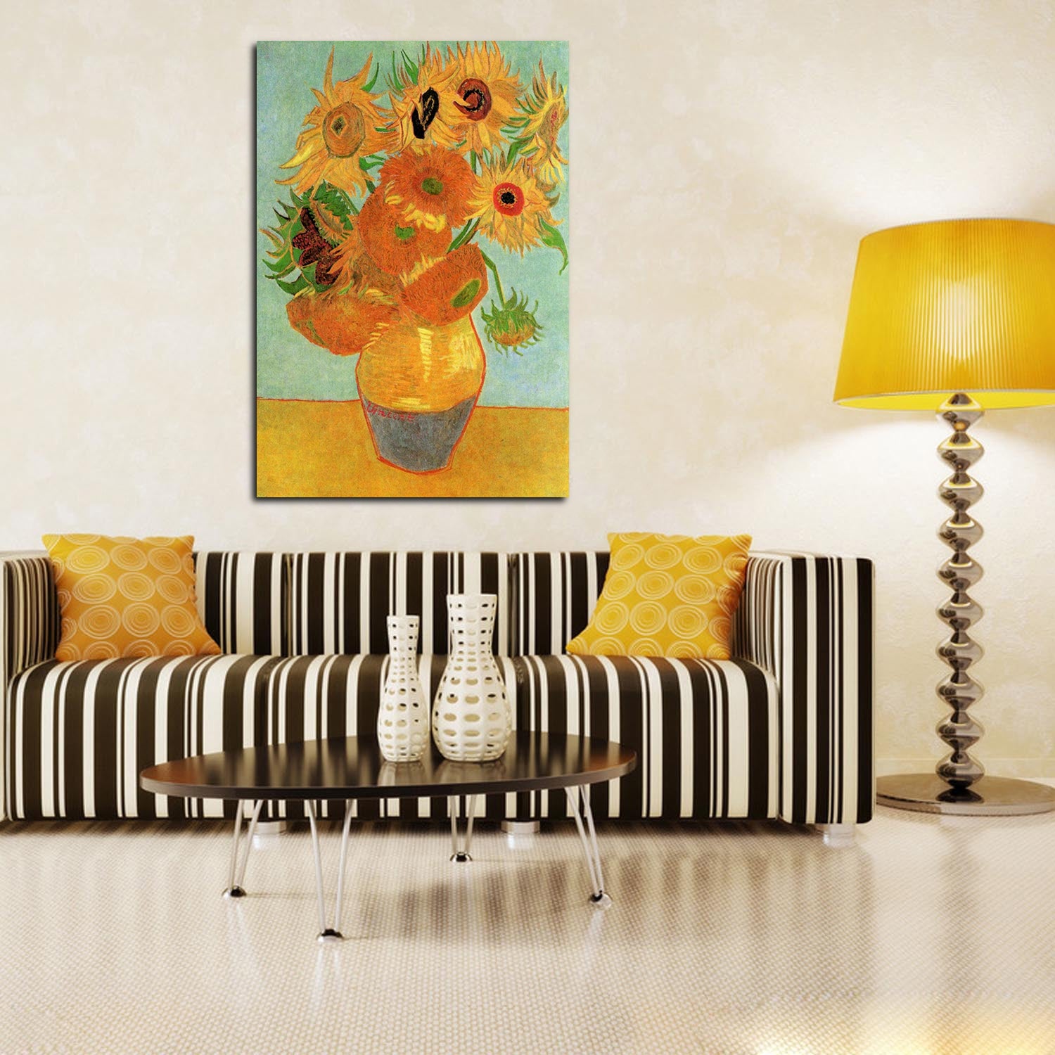 Still Life Vase with Twelve Sunflowers Canvas Art