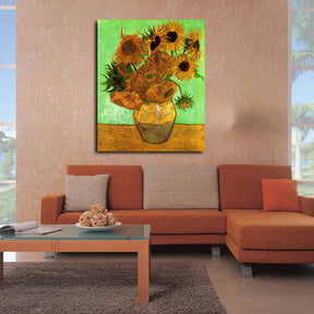 Still Life Vase with Twelve Sunflowers Canvas Art