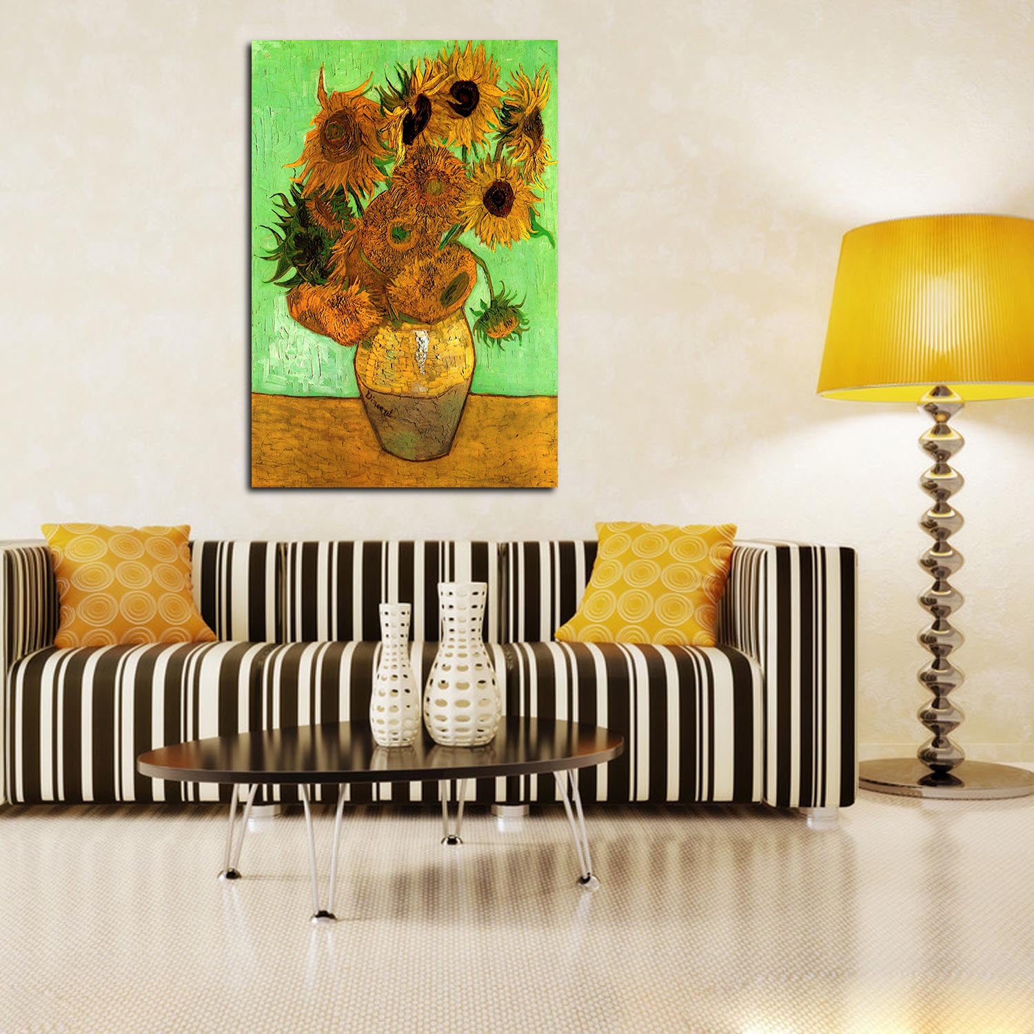 Still Life Vase with Twelve Sunflowers Canvas Art