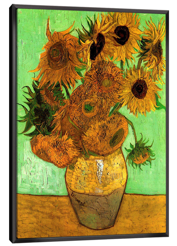 Still Life Vase with Twelve Sunflowers Canvas Art