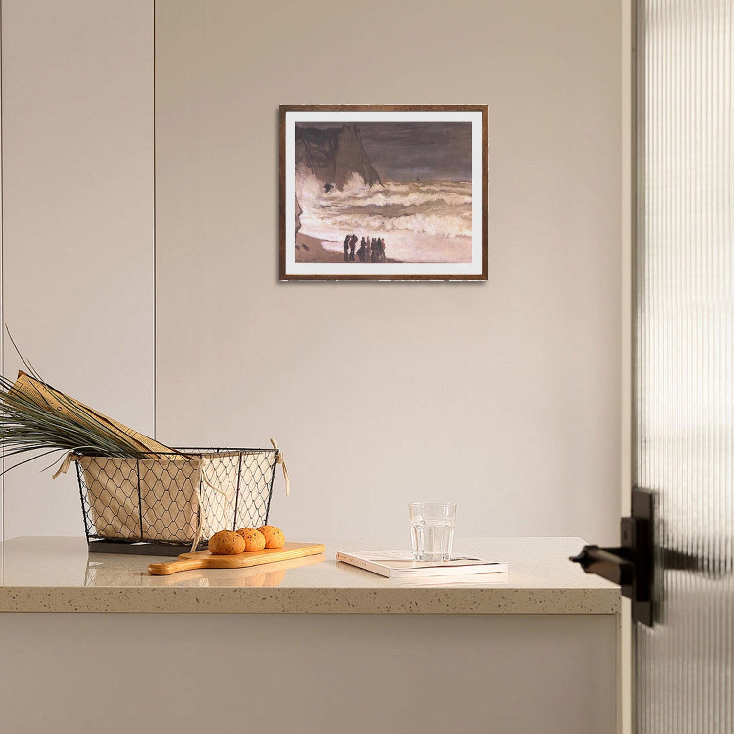 Claude Monet Wall Art Stormy Sea At Etretat Poster Framed