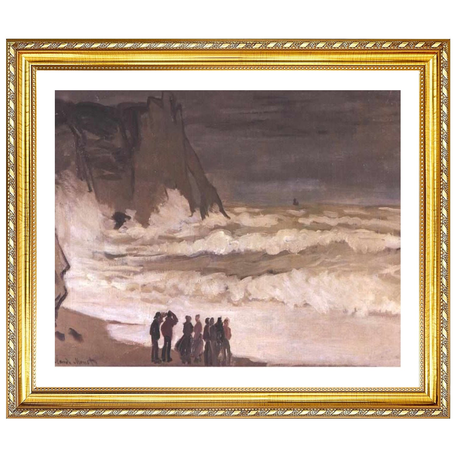 Claude Monet Wall Art Stormy Sea At Etretat Poster Framed