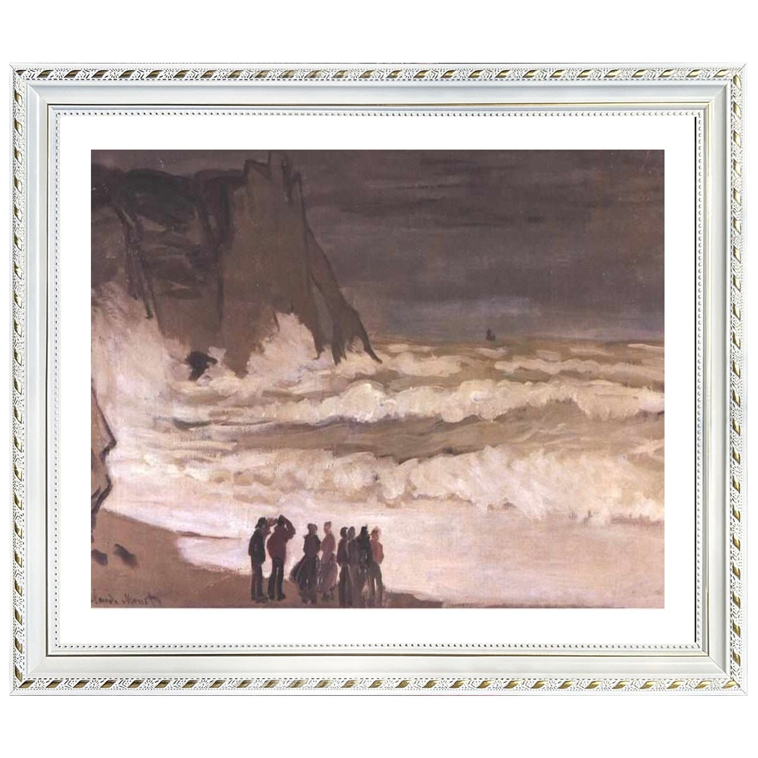 Claude Monet Wall Art Stormy Sea At Etretat Poster Framed