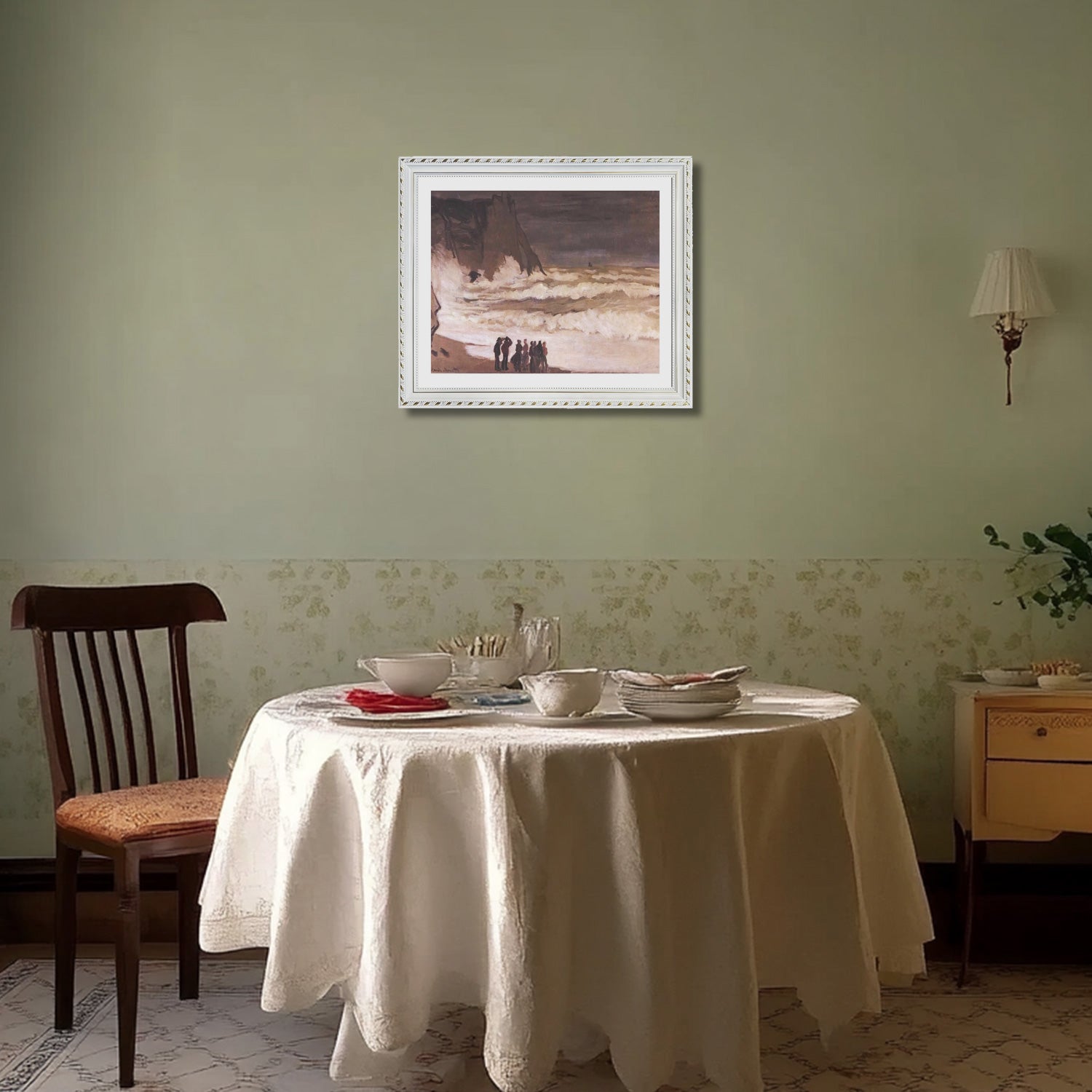 Claude Monet Wall Art Stormy Sea At Etretat Poster Framed