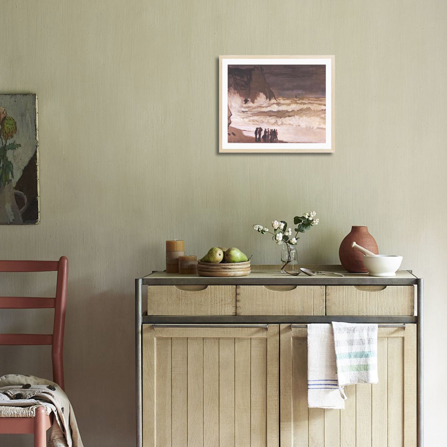 Claude Monet Wall Art Stormy Sea At Etretat Poster Framed