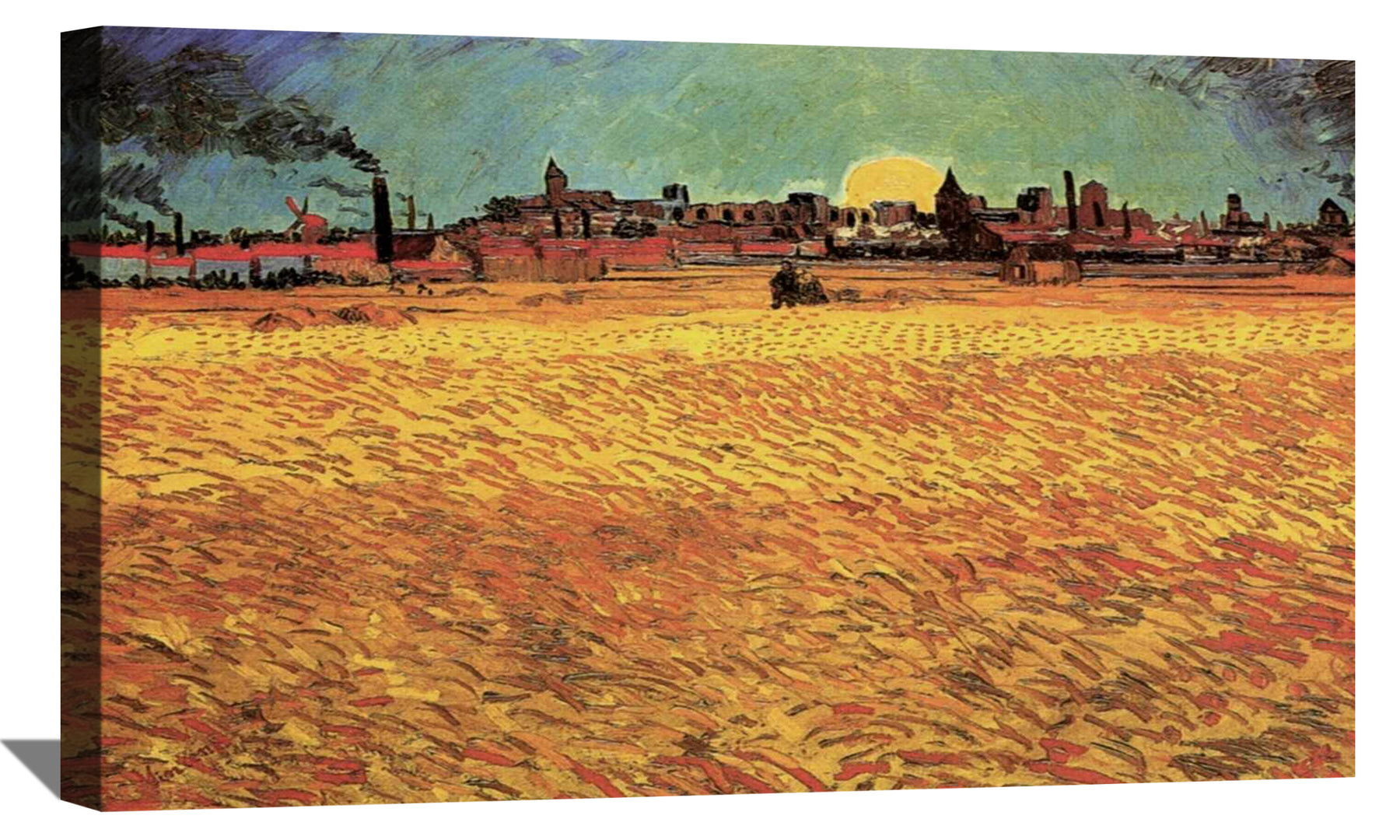 Sunset Wheat Fields Near Arles Canvas Art