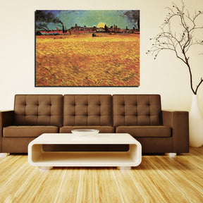 Sunset Wheat Fields Near Arles Canvas Art