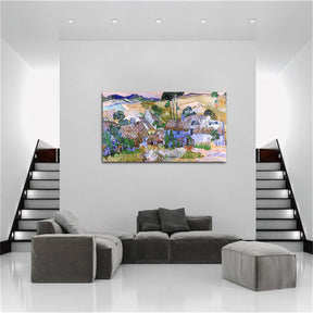 Thatched Cottages by a Hill Canvas Art