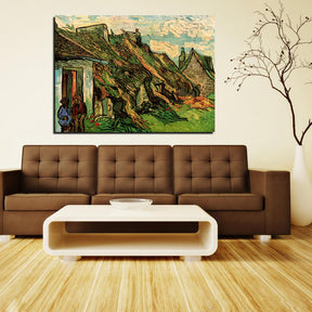 Thatched Sandstone Cottages in Chaponval Canvas Art