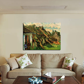 Thatched Sandstone Cottages in Chaponval Canvas Art