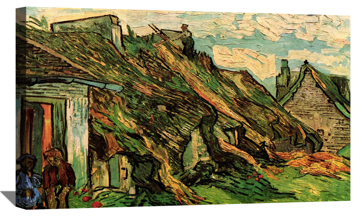 Thatched Sandstone Cottages in Chaponval Canvas Art