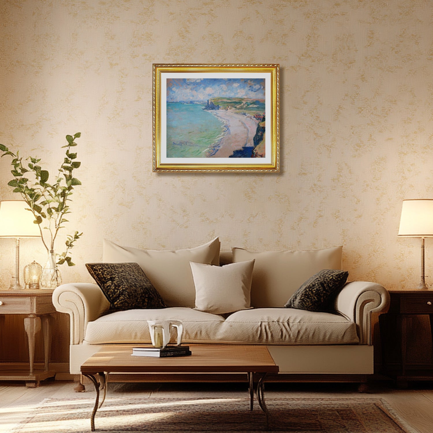 Claude Monet Wall Art The Beach At Pourville Poster Framed