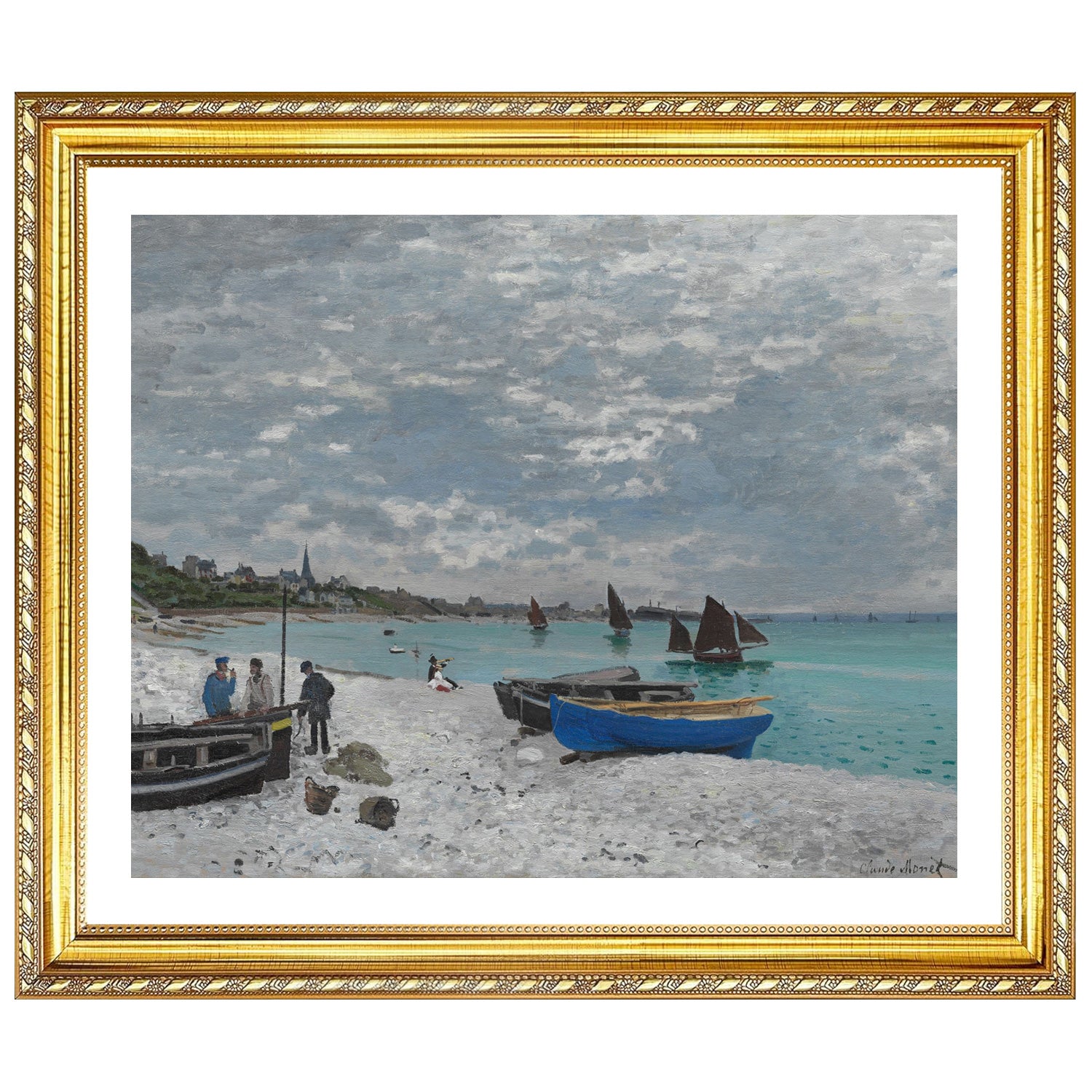 Claude Monet Wall Art The Beach At Sainte Adresse Poster Framed