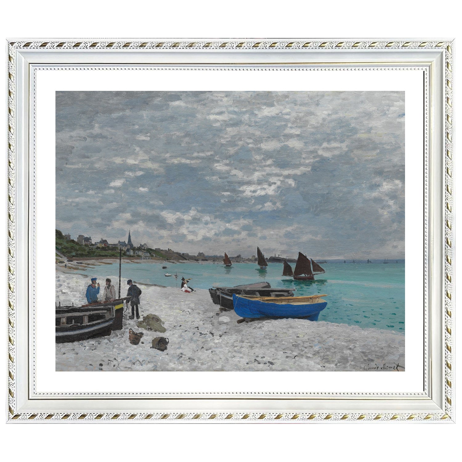 Claude Monet Wall Art The Beach At Sainte Adresse Poster Framed