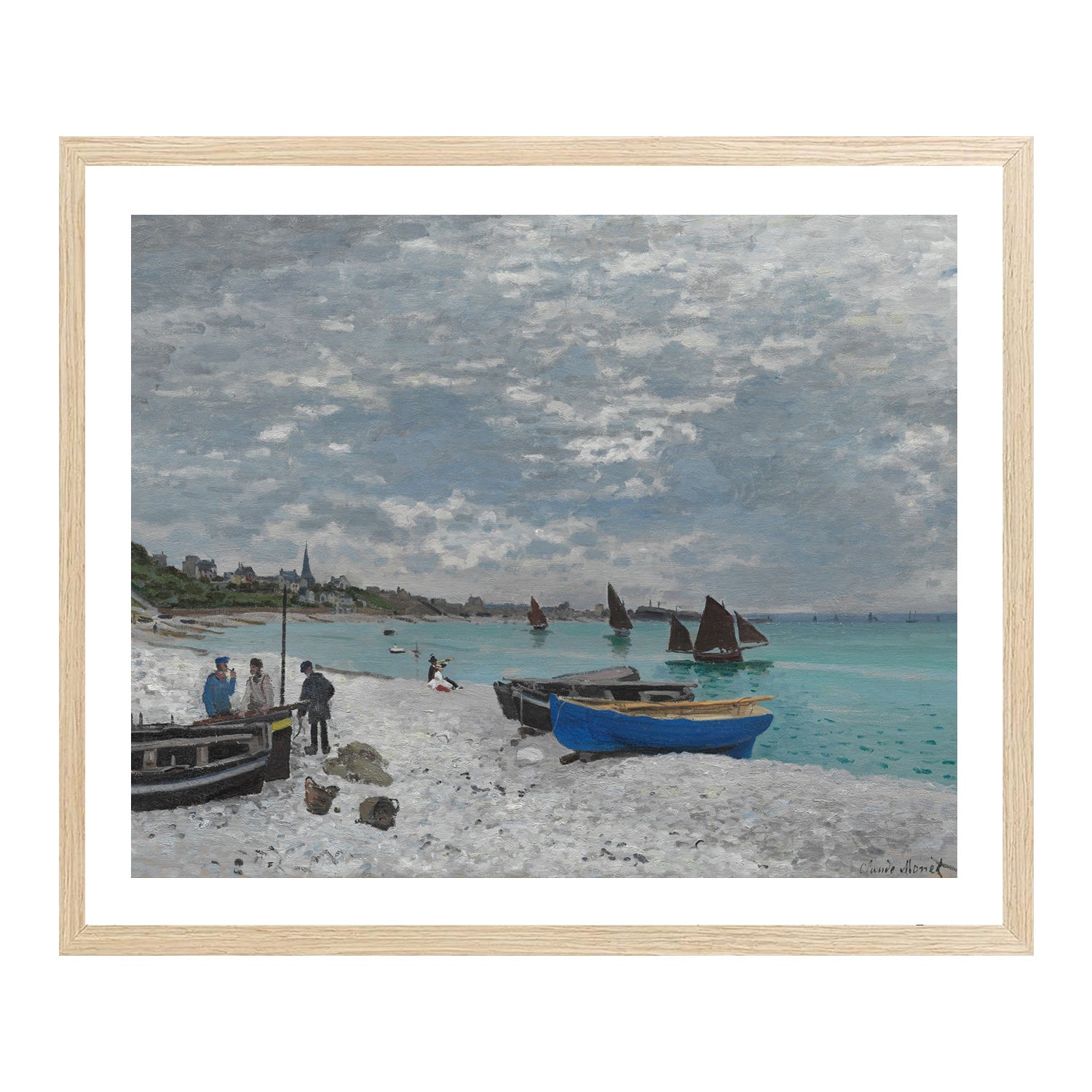 Claude Monet Wall Art The Beach At Sainte Adresse Poster Framed