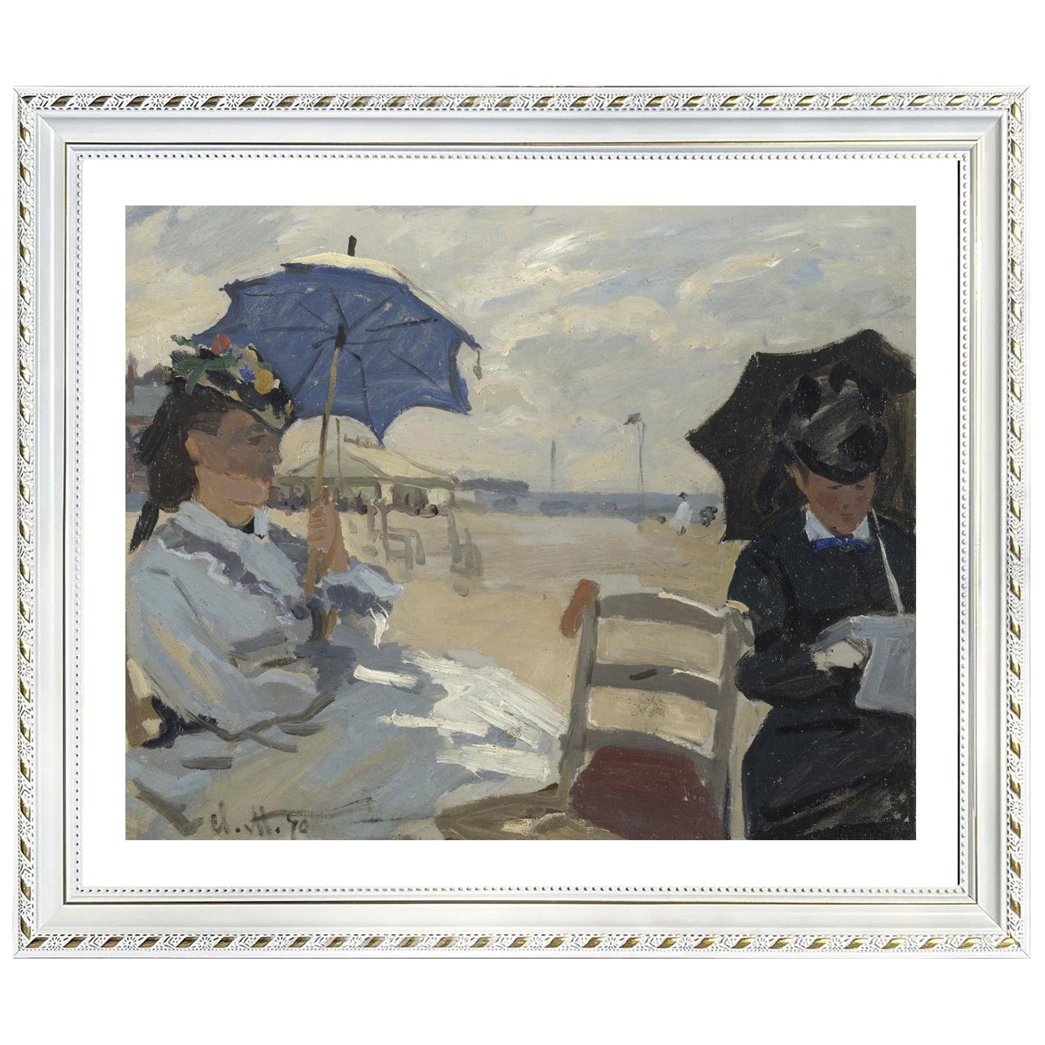 Claude Monet Wall Art The Beach At Trouville Poster Framed