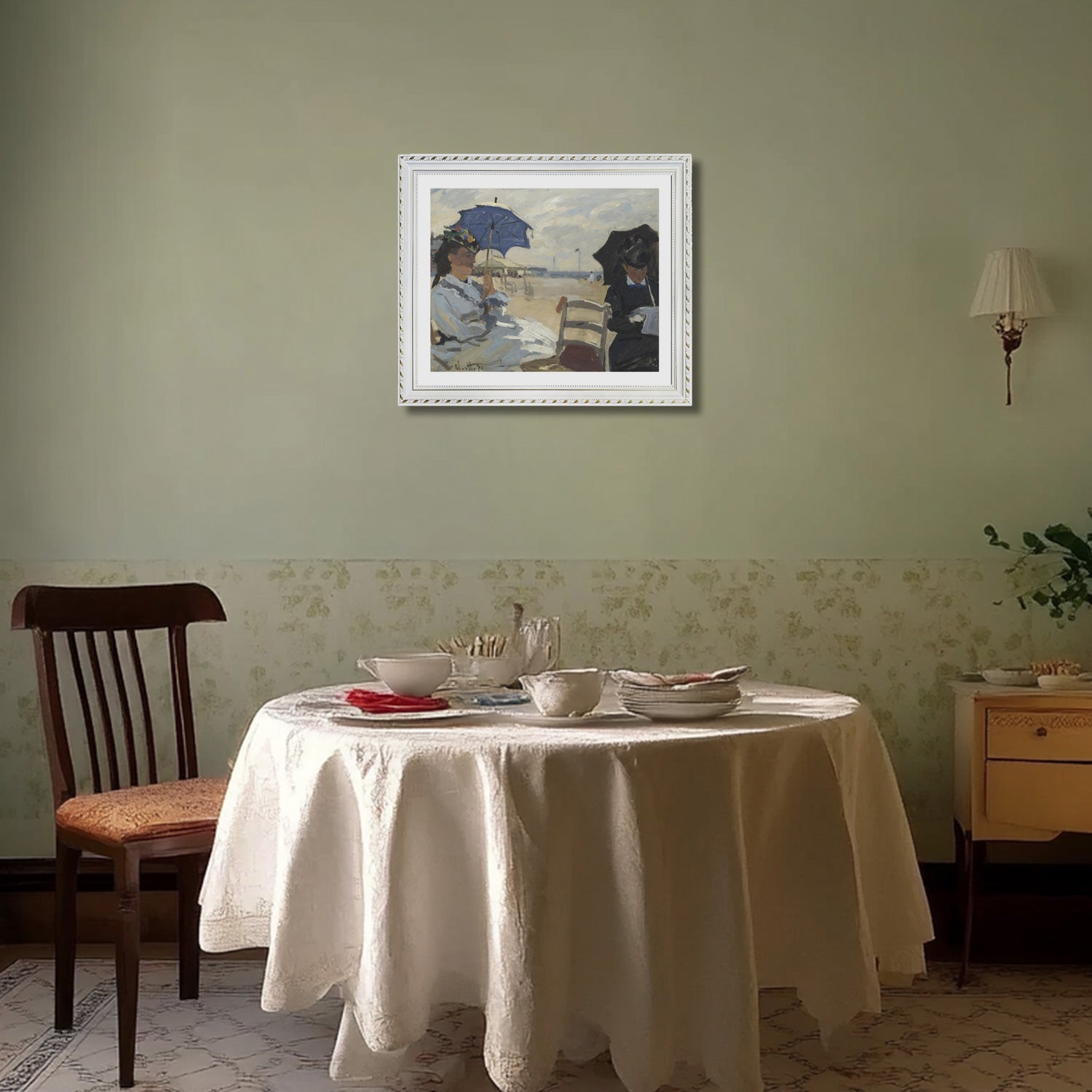 Claude Monet Wall Art The Beach At Trouville Poster Framed