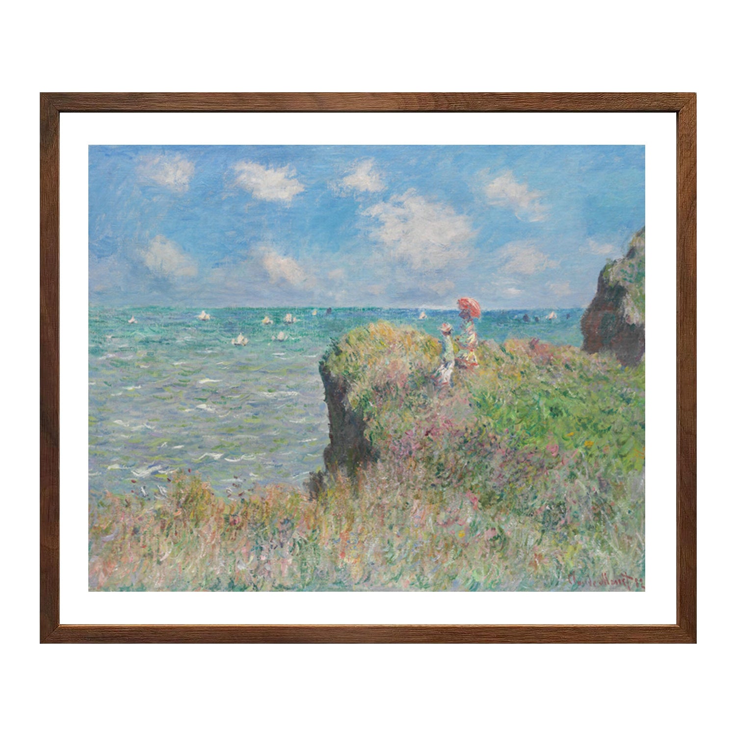 Claude Monet Wall Art The Cliff Walk At Pourville Poster Framed