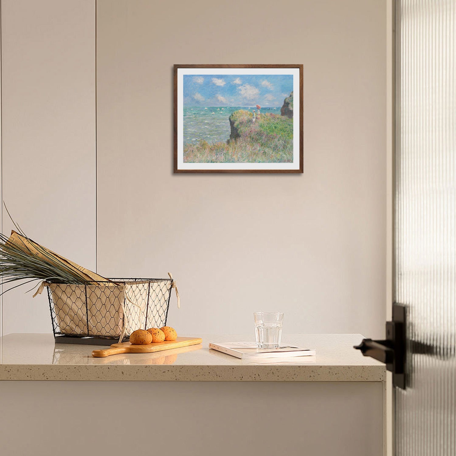 Claude Monet Wall Art The Cliff Walk At Pourville Poster Framed