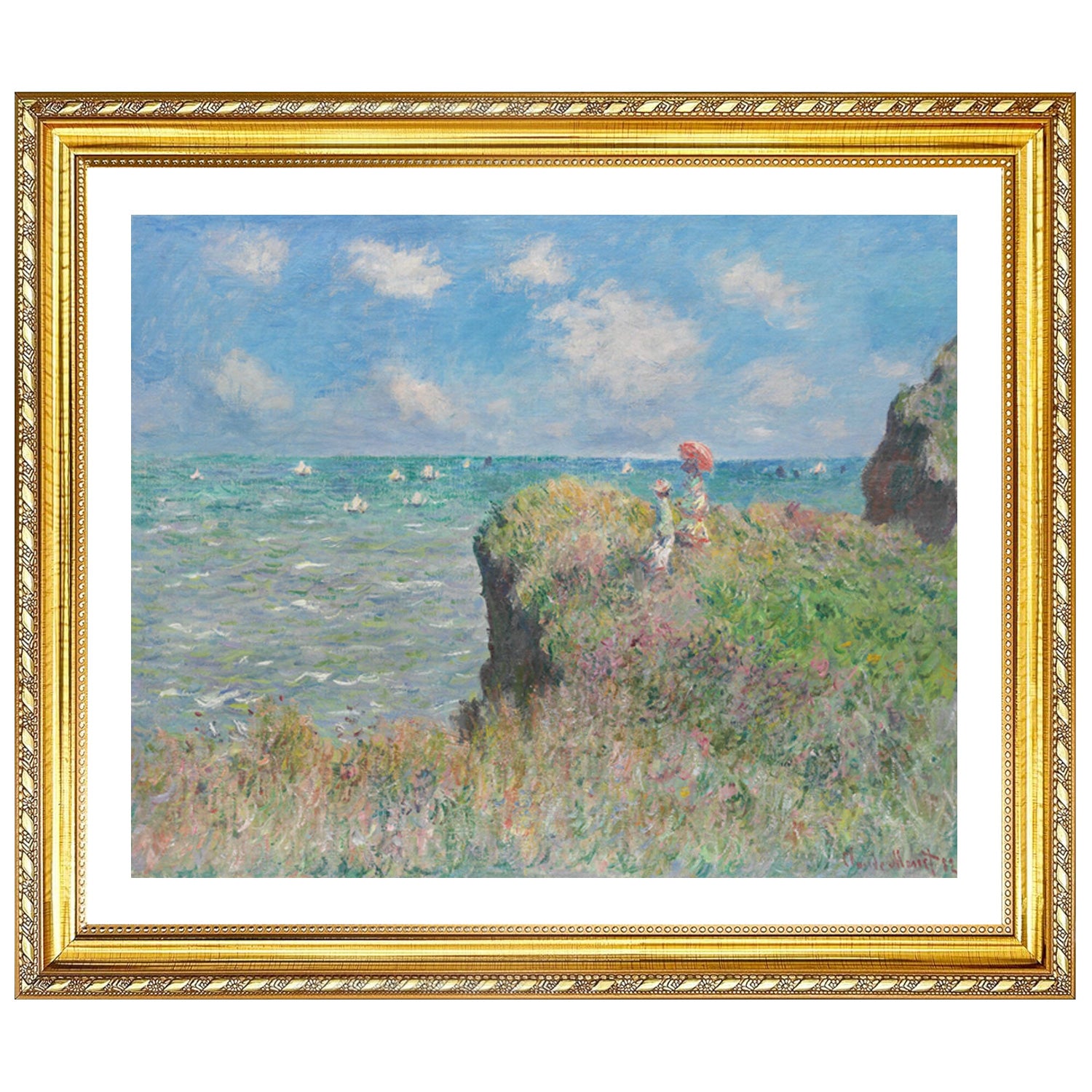 Claude Monet Wall Art The Cliff Walk At Pourville Poster Framed