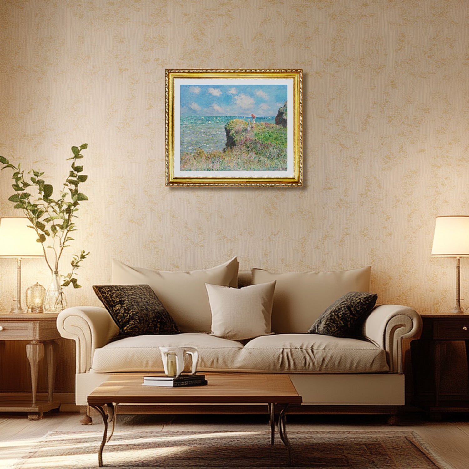 Claude Monet Wall Art The Cliff Walk At Pourville Poster Framed