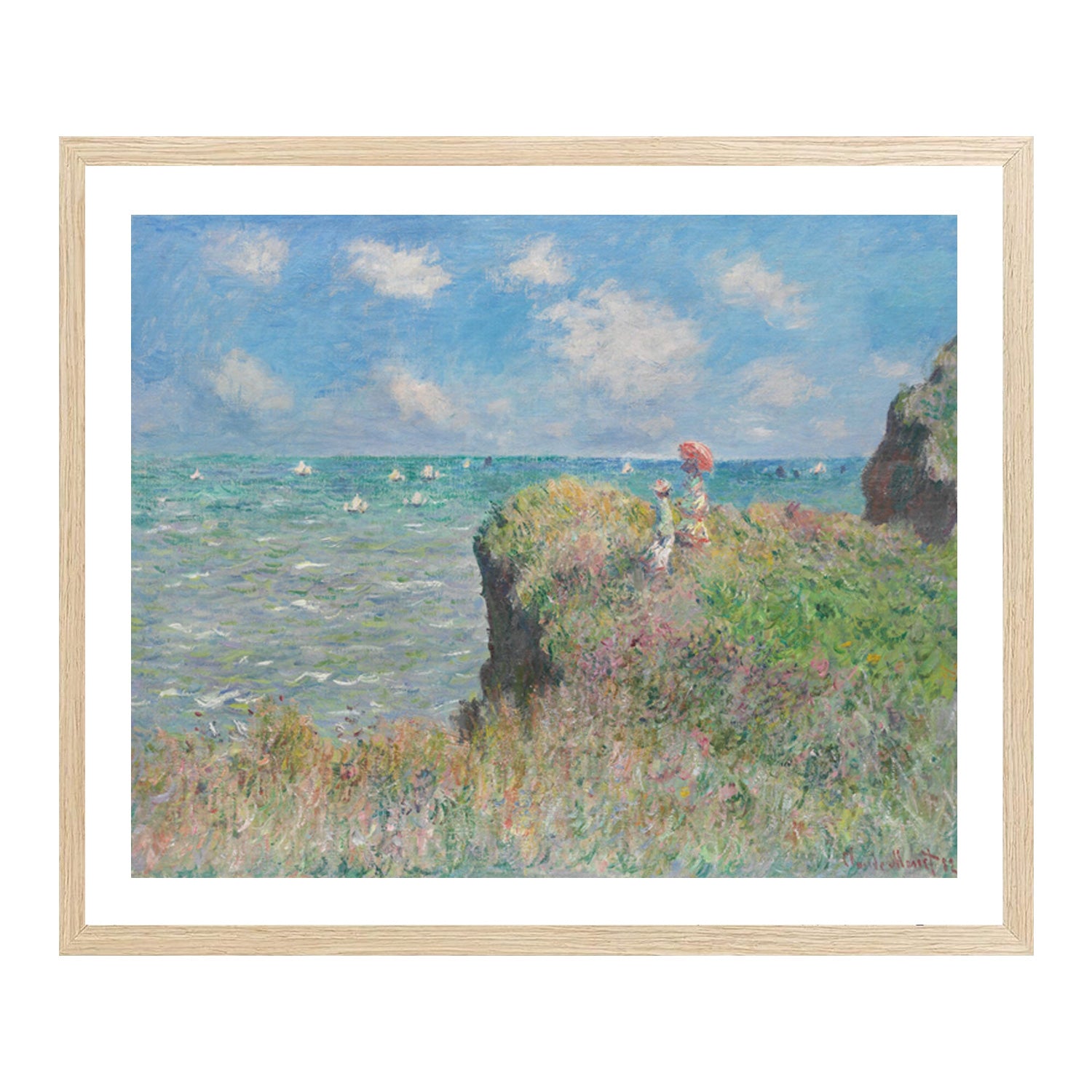 Claude Monet Wall Art The Cliff Walk At Pourville Poster Framed