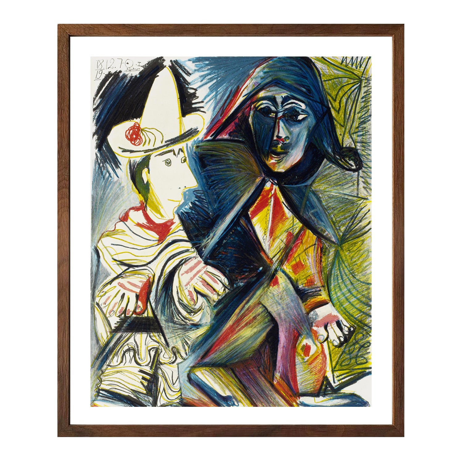 Pablo Picasso Wall Art The Clown And The Harlequin Poster Framed Art