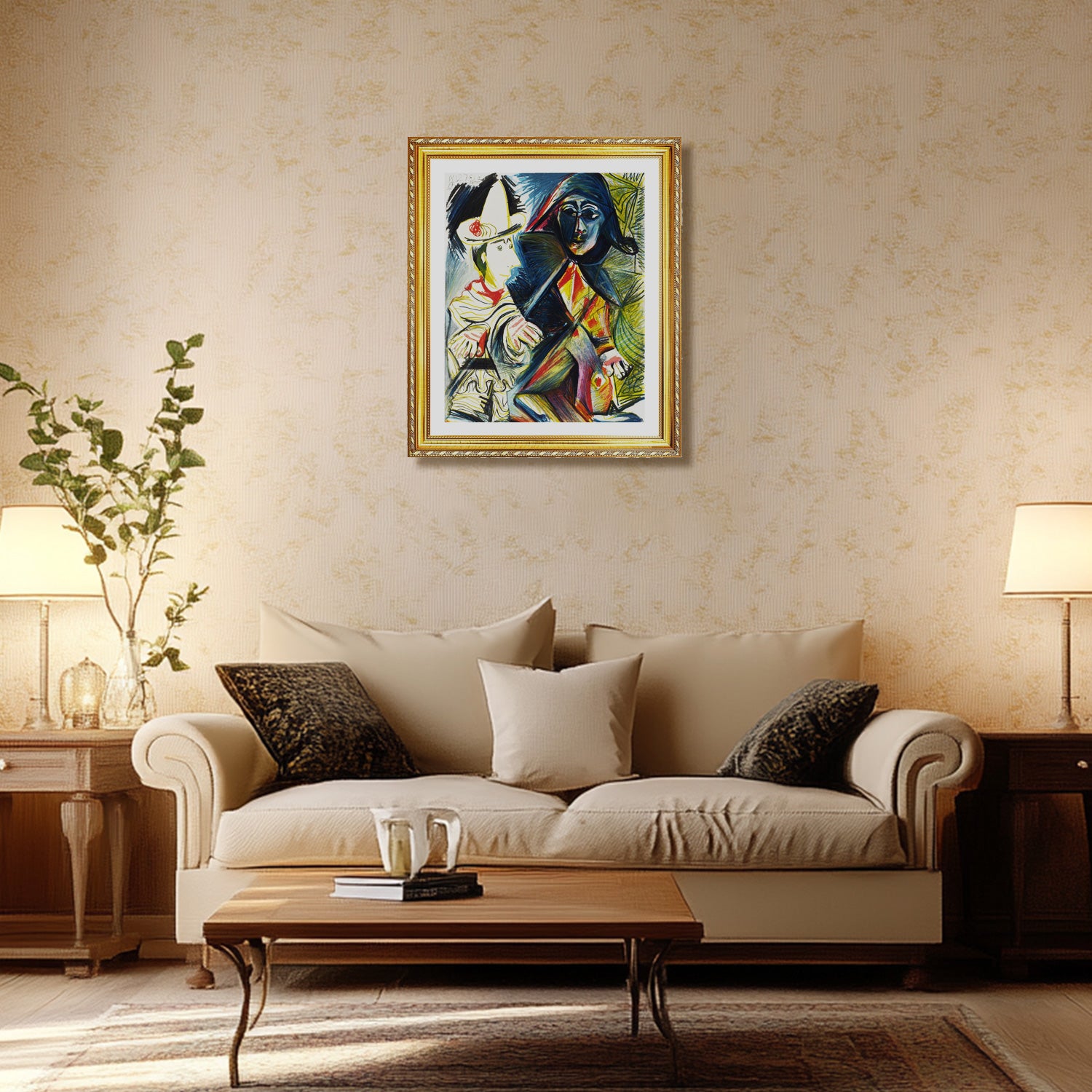 Pablo Picasso Wall Art The Clown And The Harlequin Poster Framed Art