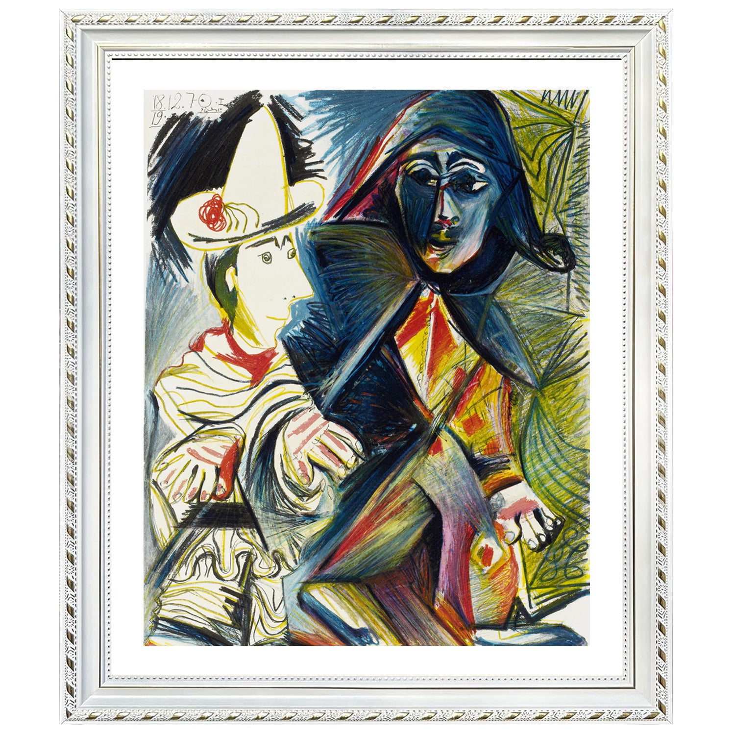 Pablo Picasso Wall Art The Clown And The Harlequin Poster Framed Art