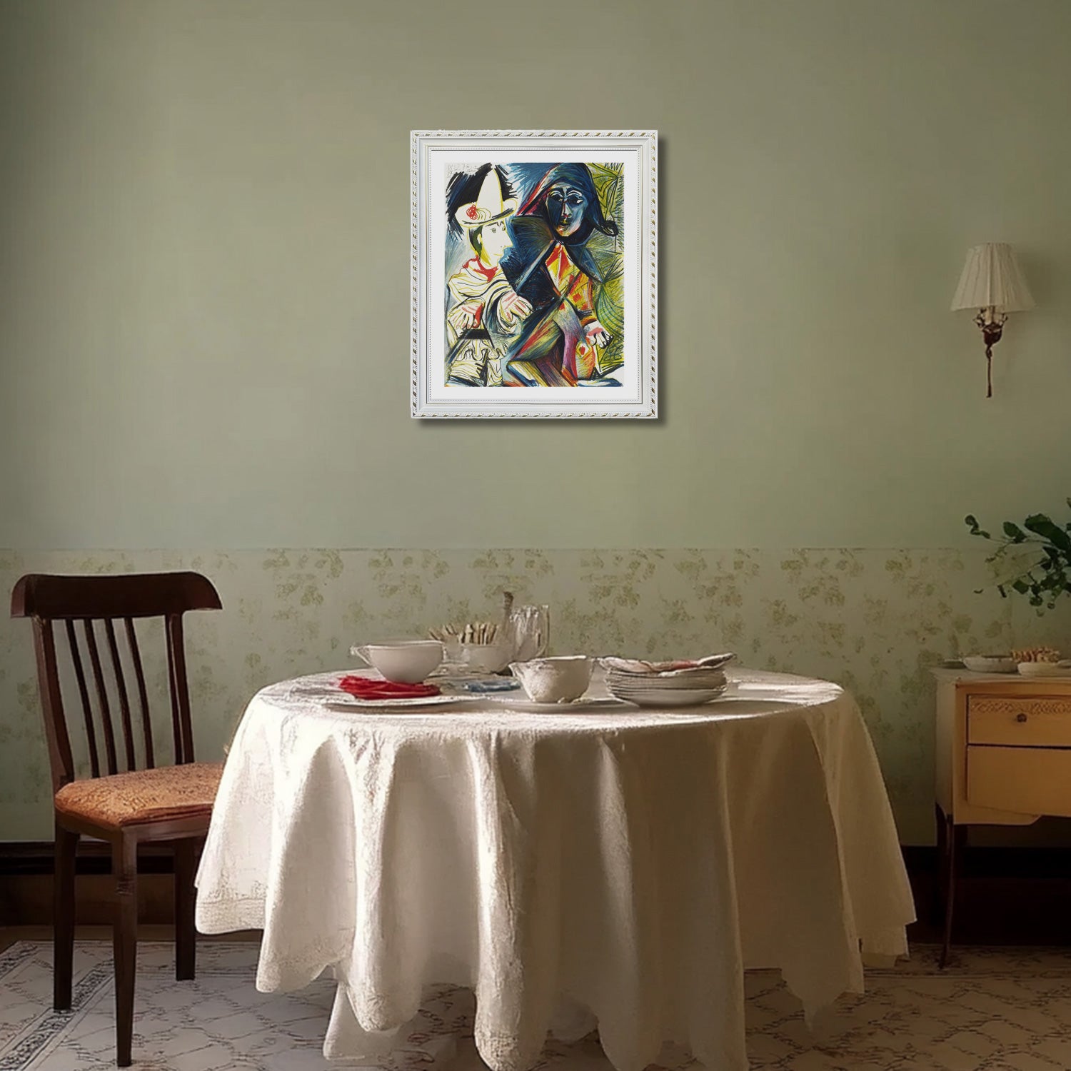 Pablo Picasso Wall Art The Clown And The Harlequin Poster Framed Art