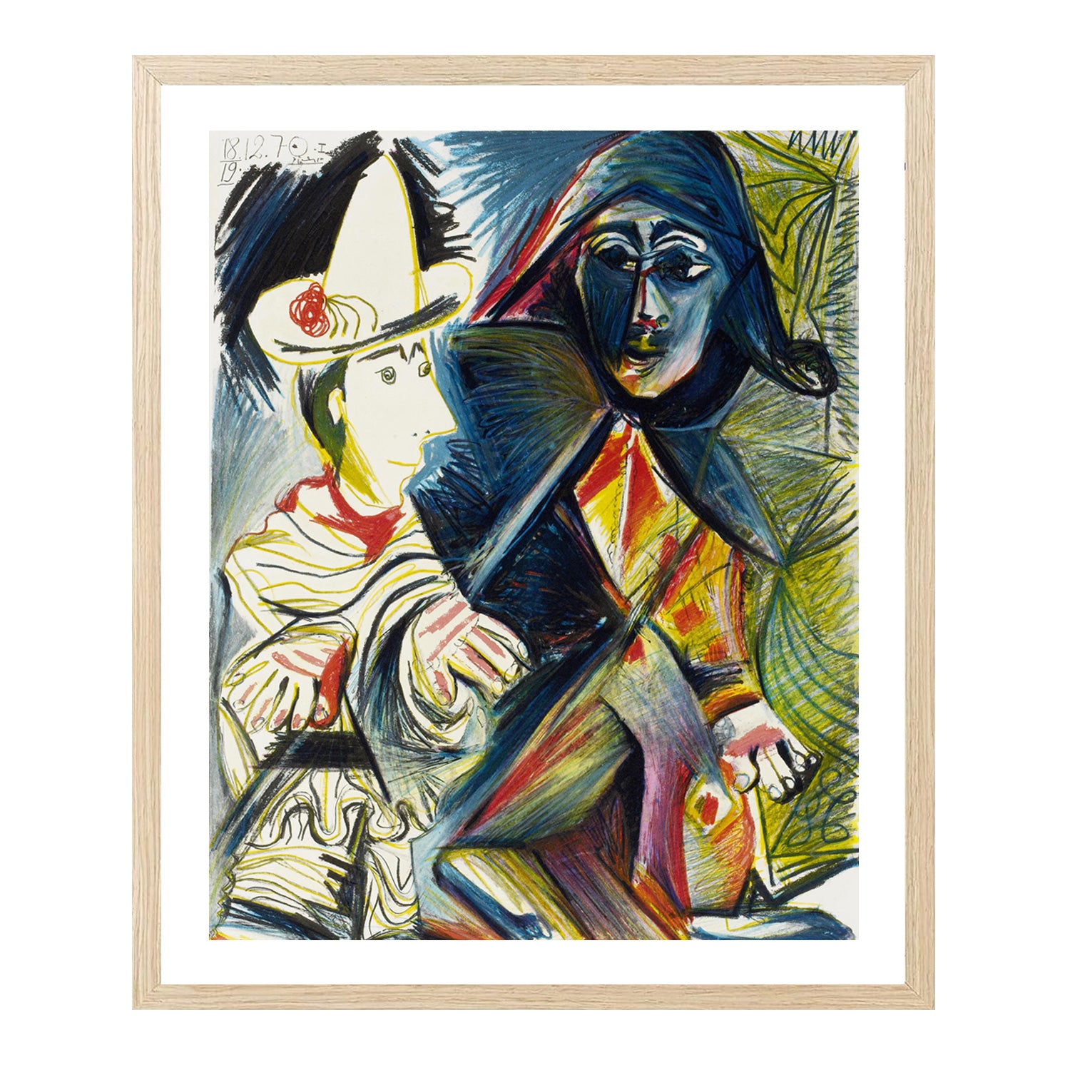 Pablo Picasso Wall Art The Clown And The Harlequin Poster Framed Art