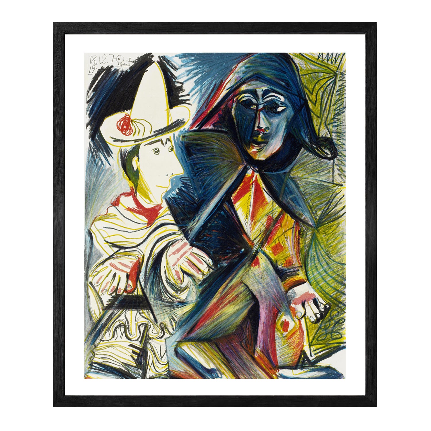 Pablo Picasso Wall Art The Clown And The Harlequin Poster Framed Art