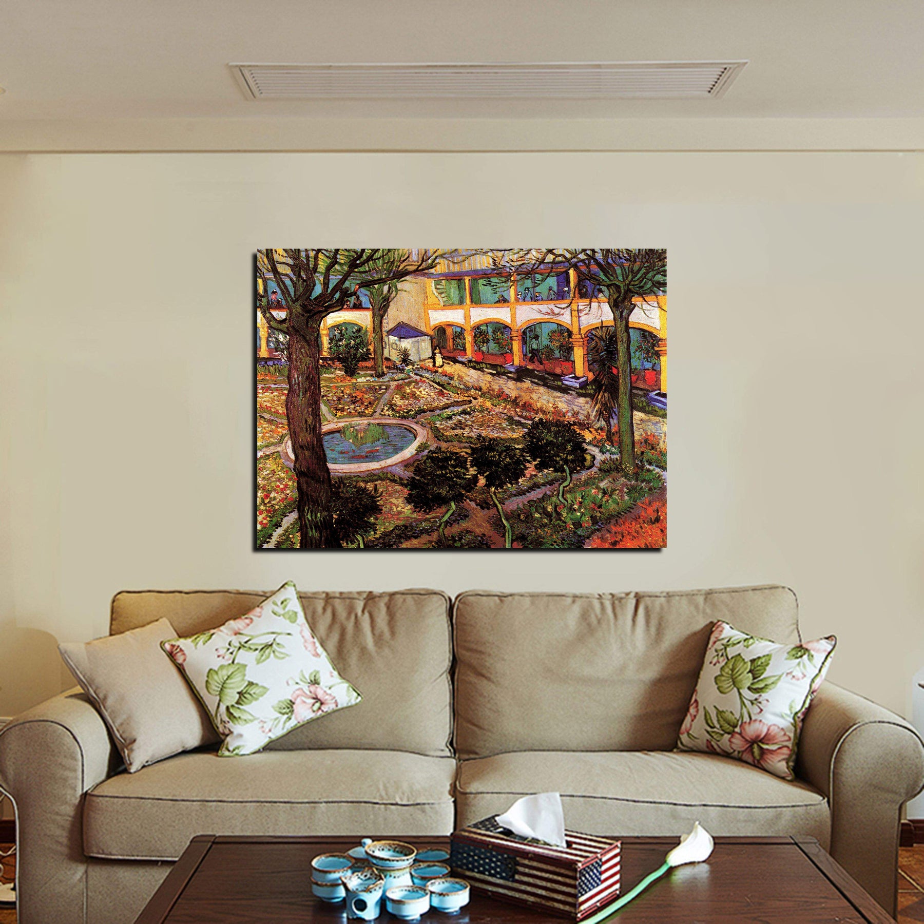 The Courtyard of the Hospital at Arles Canvas Art