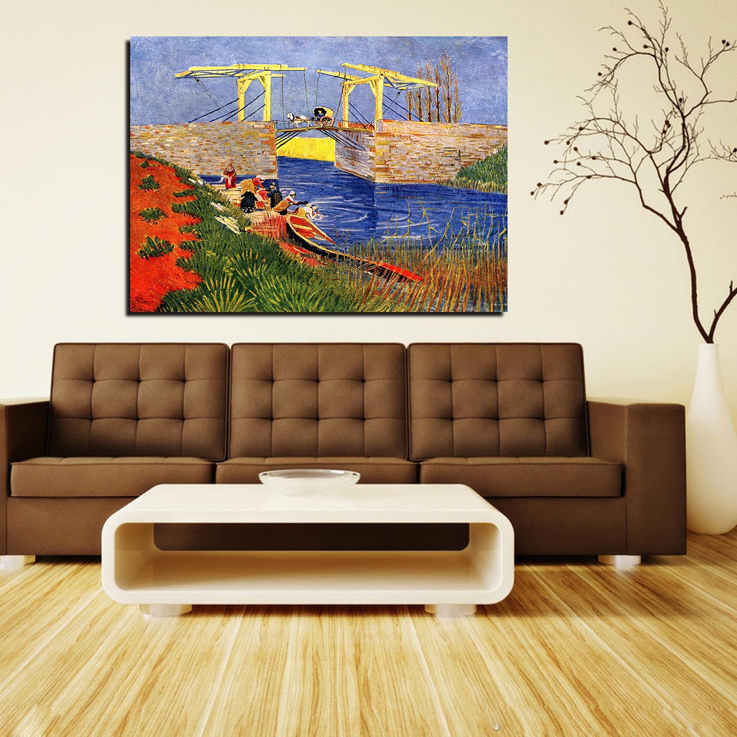 The Langlois Bridge at Arles with Women Washing Canvas Art