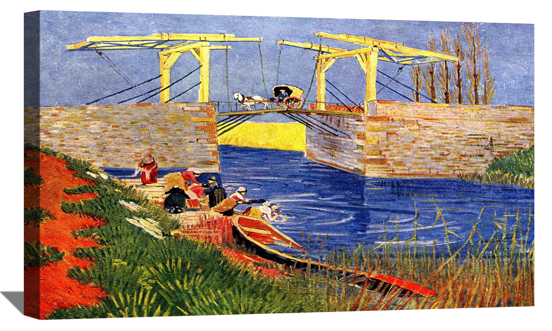 The Langlois Bridge at Arles with Women Washing Canvas Art