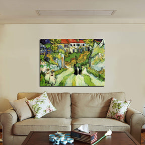 Village Street and Steps in Auvers with Figures Canvas Art