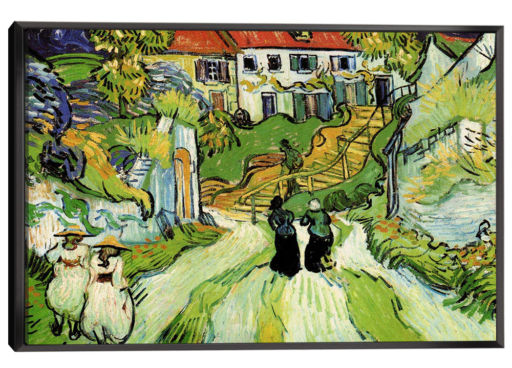 Village Street and Steps in Auvers with Figures Canvas Art
