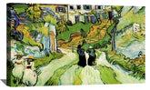 Village Street and Steps in Auvers with Figures Canvas Art