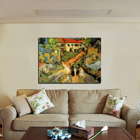 Village Street and Steps in Auvers with Two Figures Canvas Art