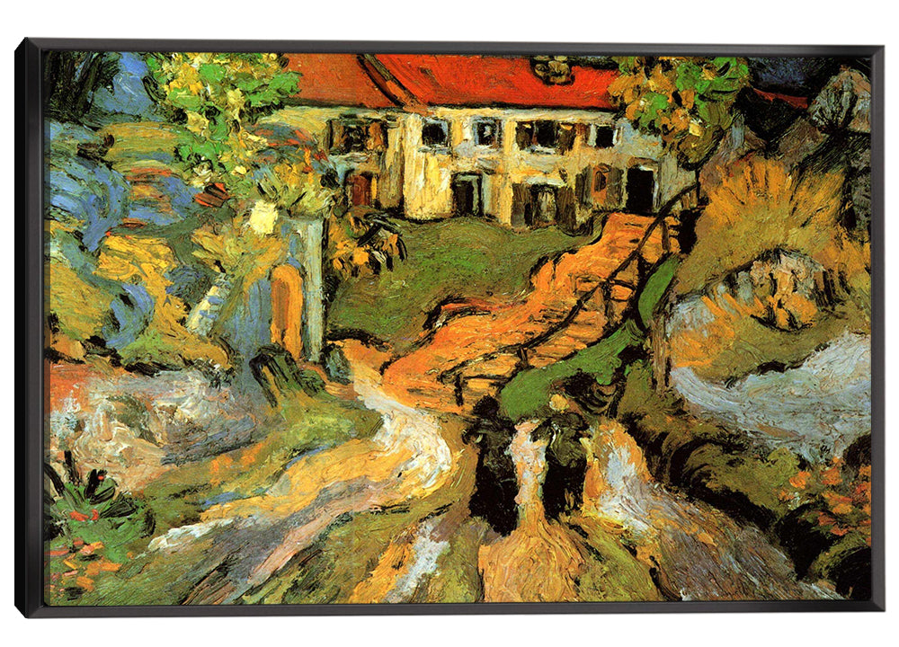 Village Street and Steps in Auvers with Two Figures Canvas Art