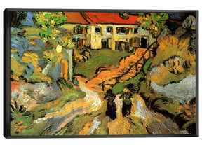 Village Street and Steps in Auvers with Two Figures Canvas Art