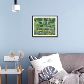 Claude Monet Wall Art Water Lilies And Japanese Bridge Black Poster Framed