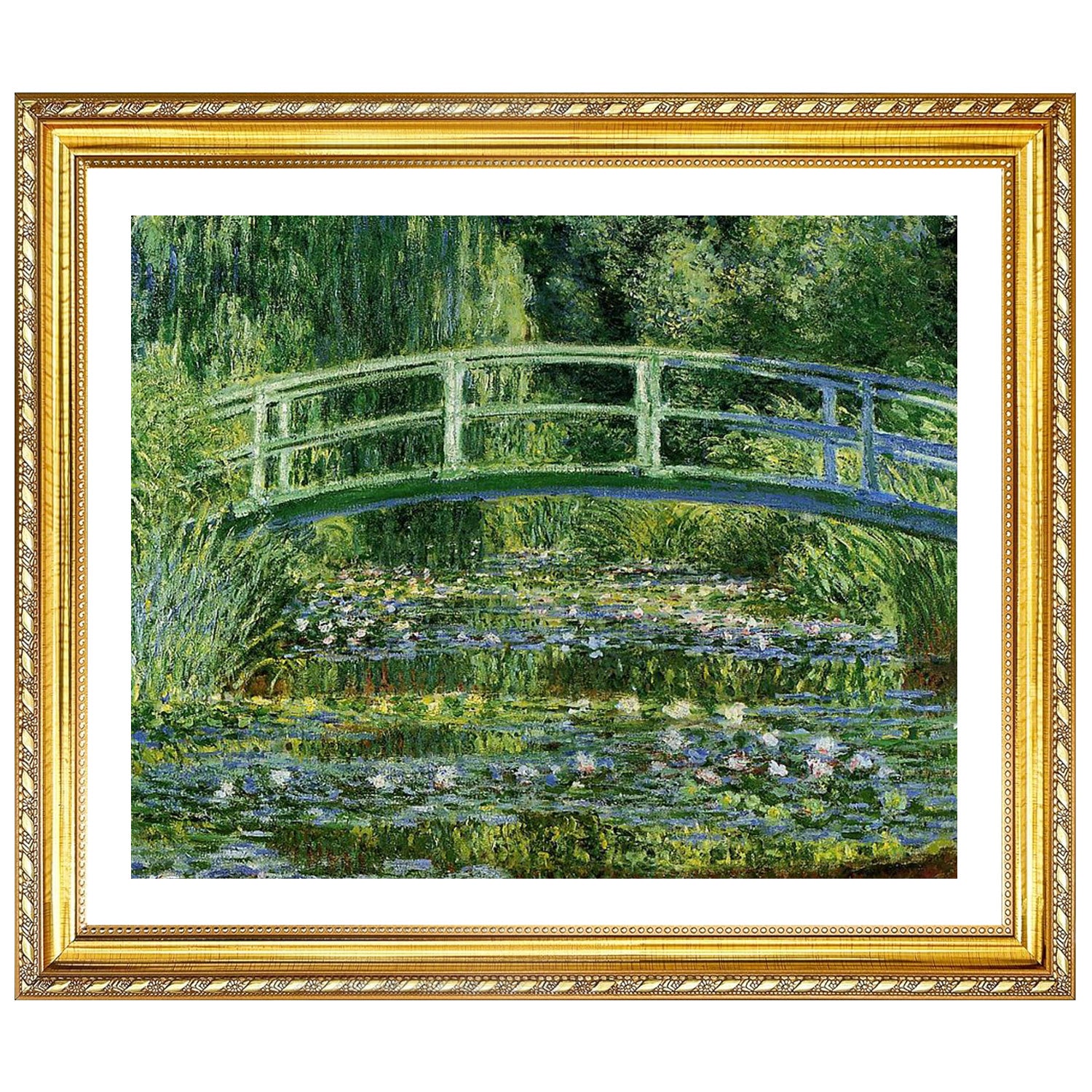 Claude Monet Wall Art Water Lilies And Japanese Bridge Black Poster Framed