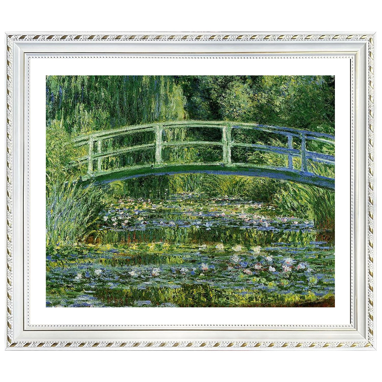 Claude Monet Wall Art Water Lilies And Japanese Bridge Black Poster Framed
