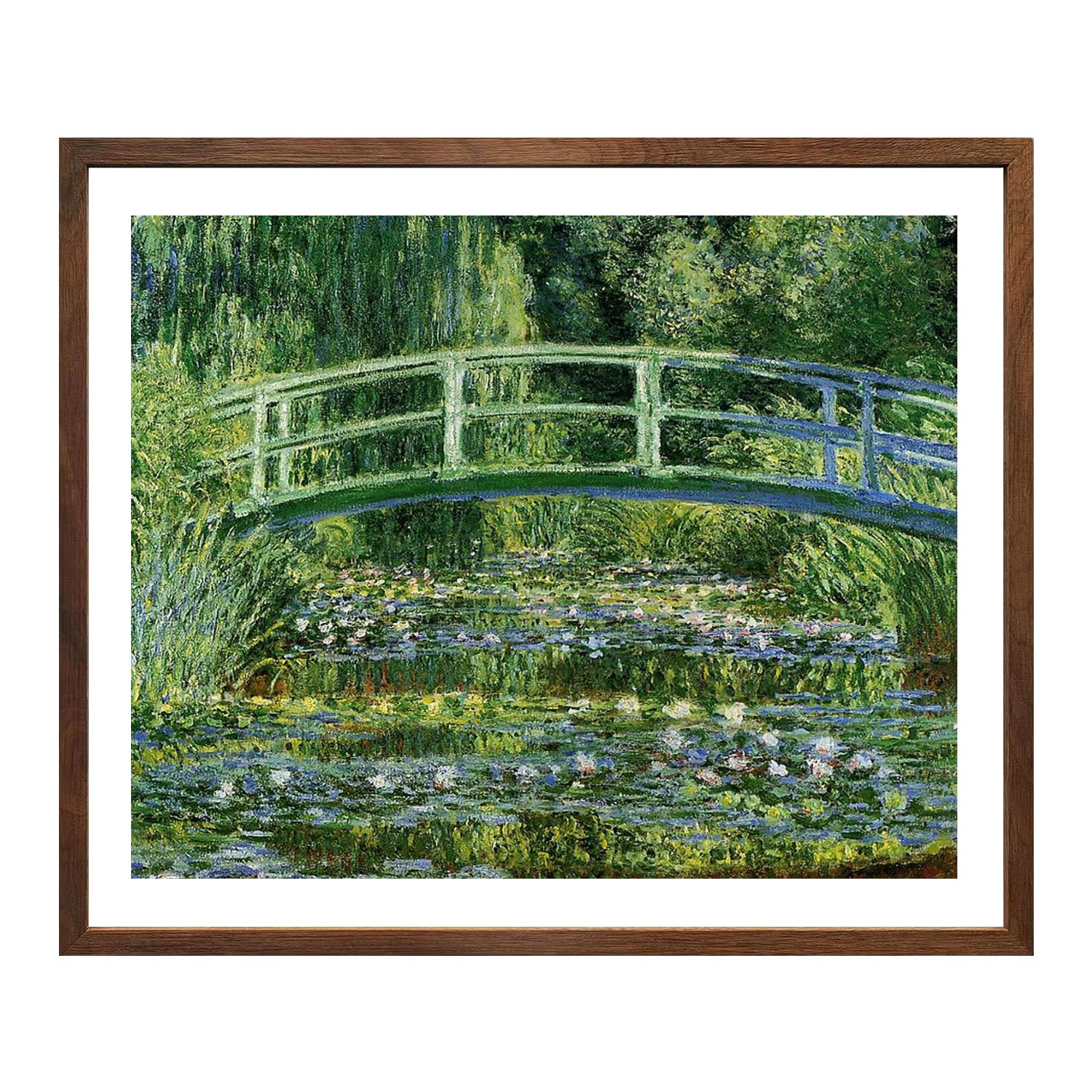 Claude Monet Wall Art Water Lilies And Japanese Bridge Black Poster Framed