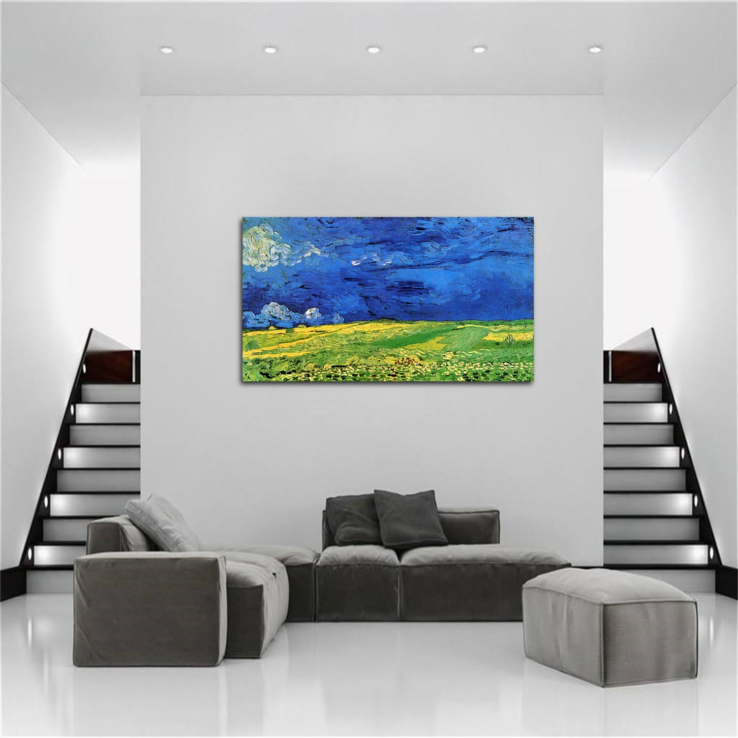 Wheat Field at Auvers with White House Canvas Art