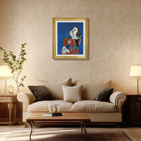 Pablo Picasso Wall Art Woman Sitting In Red Suit Poster Framed Art