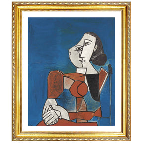 Pablo Picasso Wall Art Woman Sitting In Red Suit Poster Framed Art
