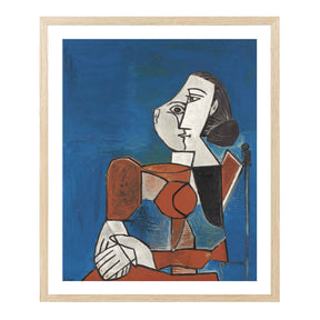 Pablo Picasso Wall Art Woman Sitting In Red Suit Poster Framed Art
